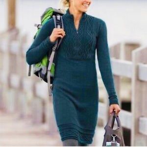 Women’s Teal Knit Sweater Dress - Classic Long Sleeve